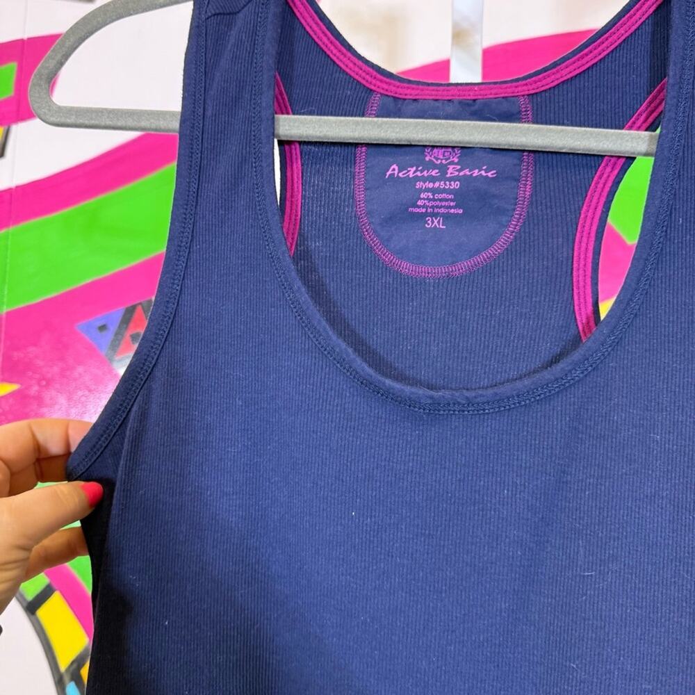 Active Basic, Ribbed Racerback Tank Top. Size 3XL. Dark Navy. Good used cond! - Picture 3 of 7